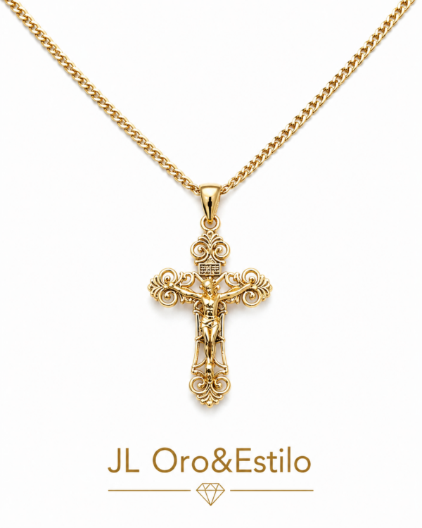 Cadena Corte Brillo de 2 mm de grosor Talla 20 10K Dije de Crucifijo