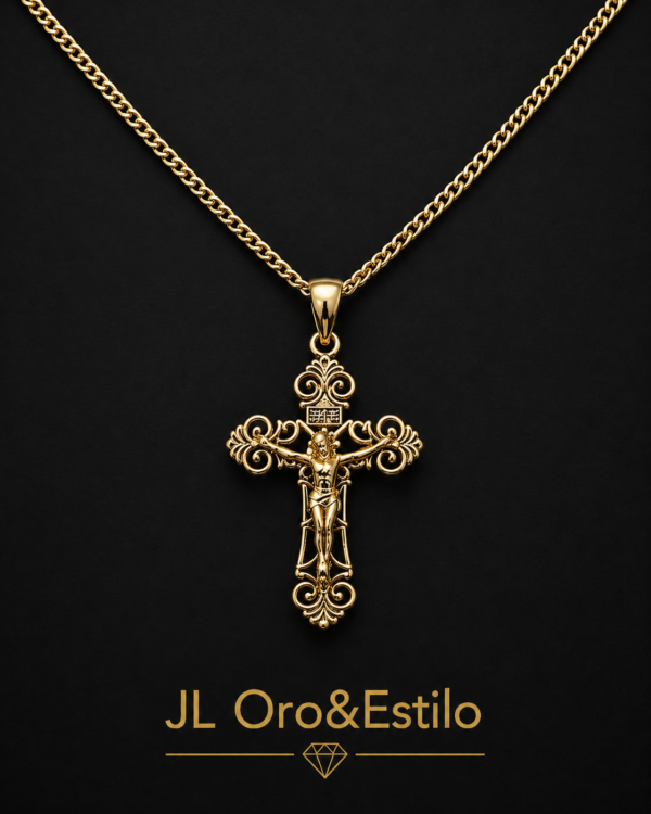 Cadena Corte Brillo de 2 mm de grosor Talla 20 10K Dije de Crucifijo